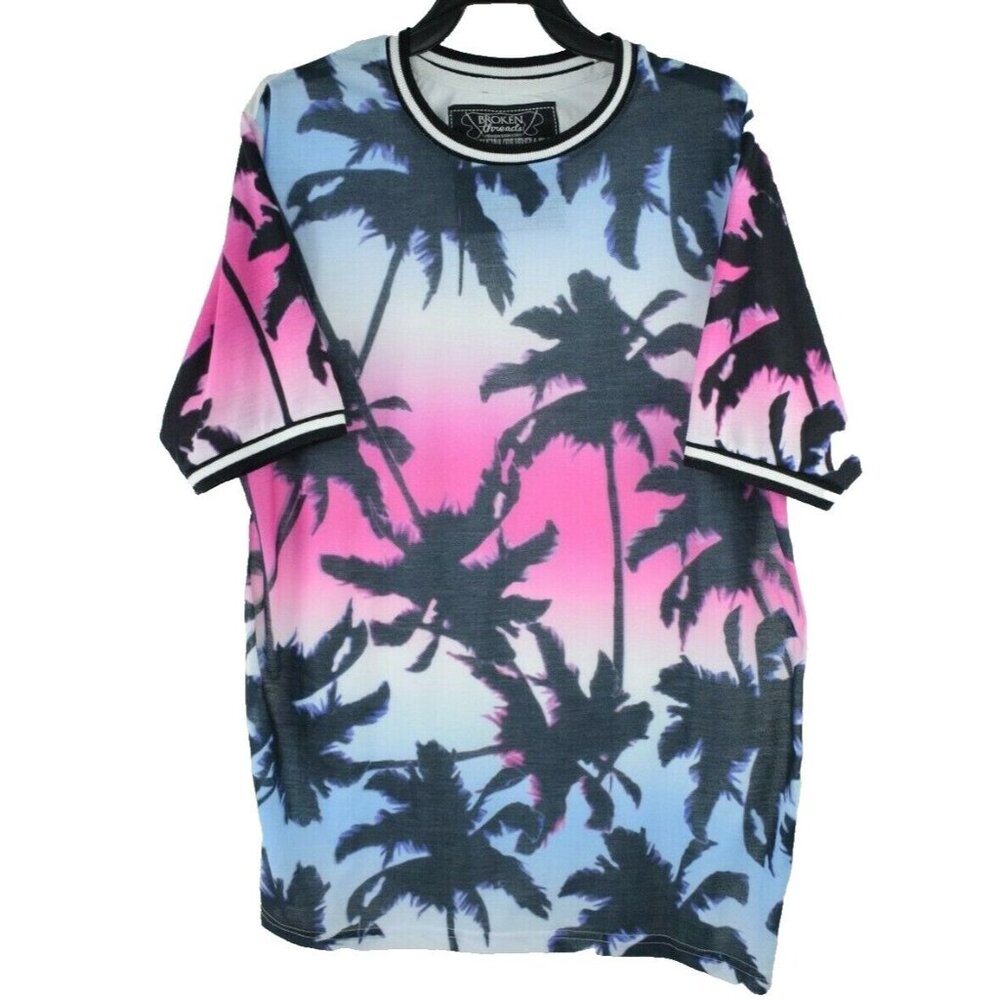 Broken Threads Mens Small Multicolor Hawaiian Palm Tree T-Shirt